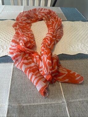 Lightweight Orange Zebra Print Scarf - Women Accessories